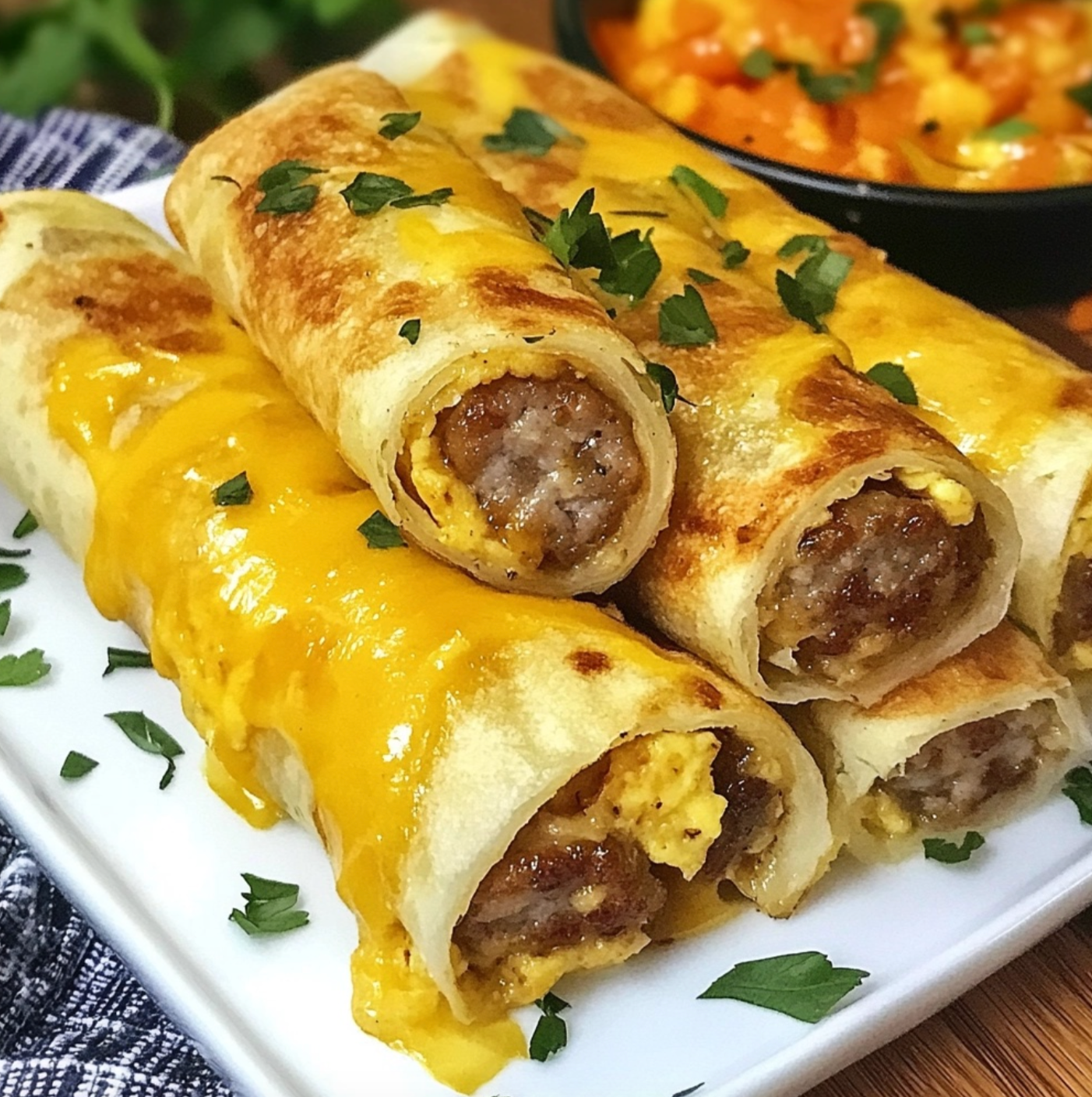 Cheesy Sausage and Egg Breakfast Roll-Ups