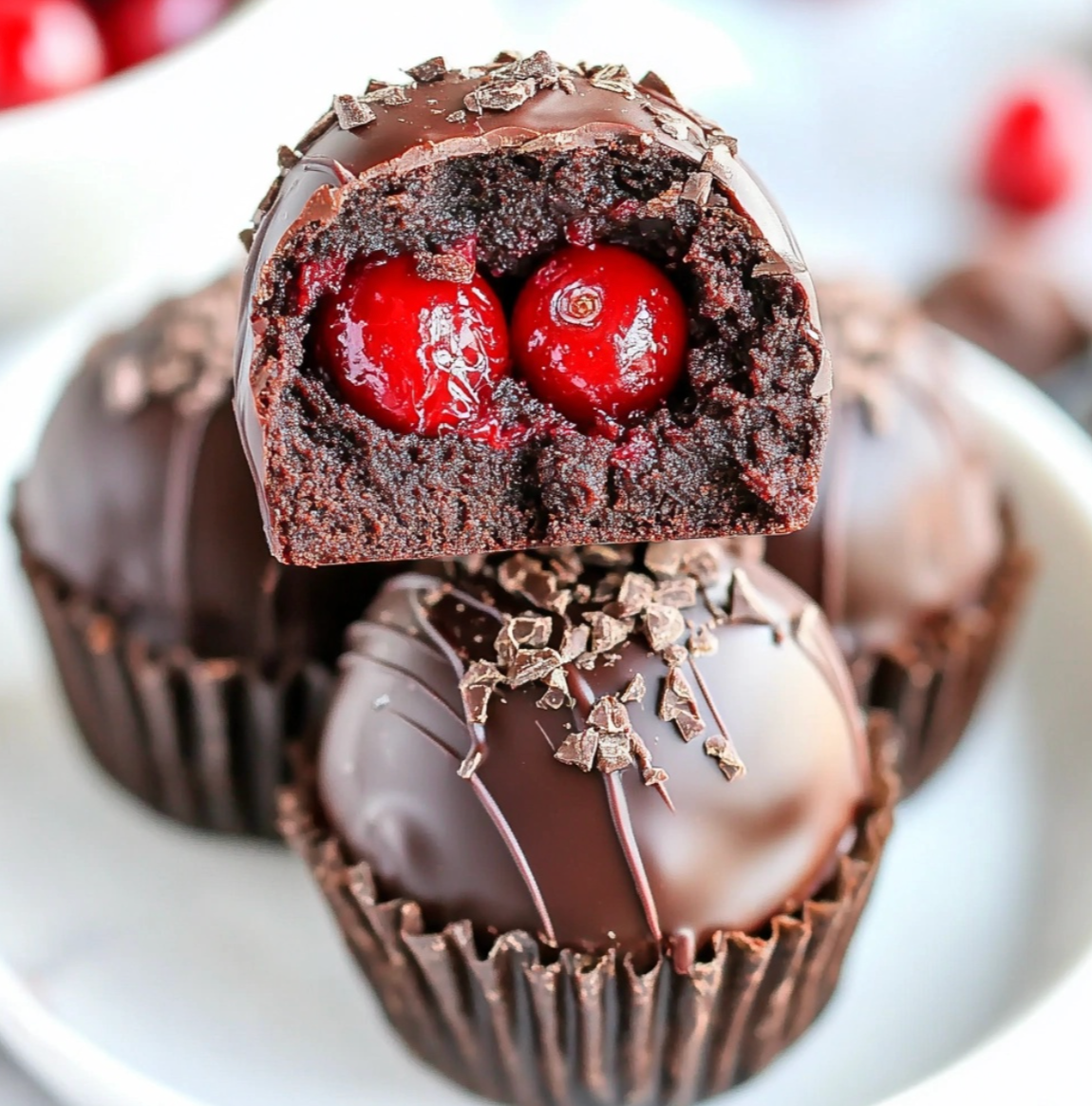 Decadent Chocolate-Cherry Brownie Bombs: