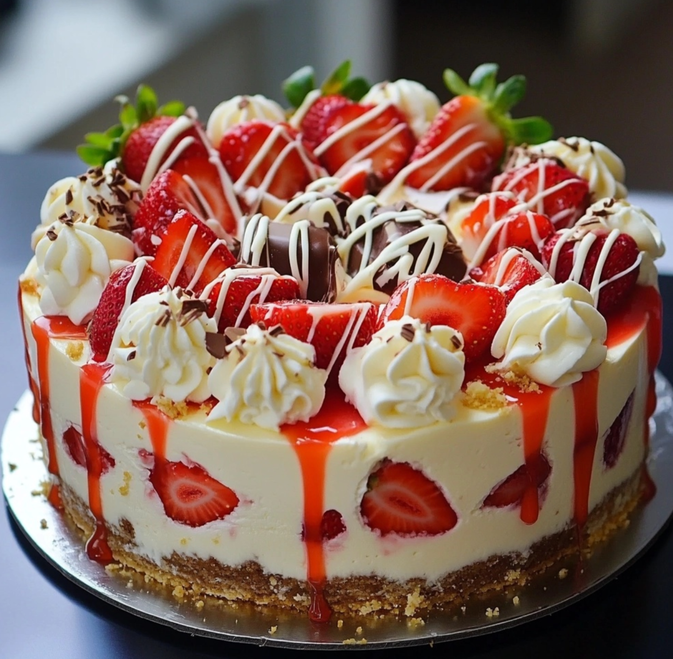 White Chocolate Strawberry Cheesecake
