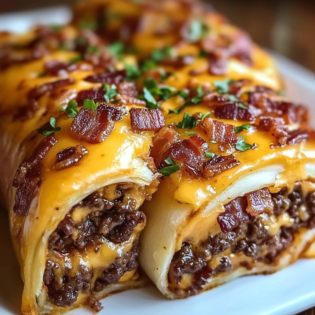 Garlic Butter Bacon Cheeseburger Rollups