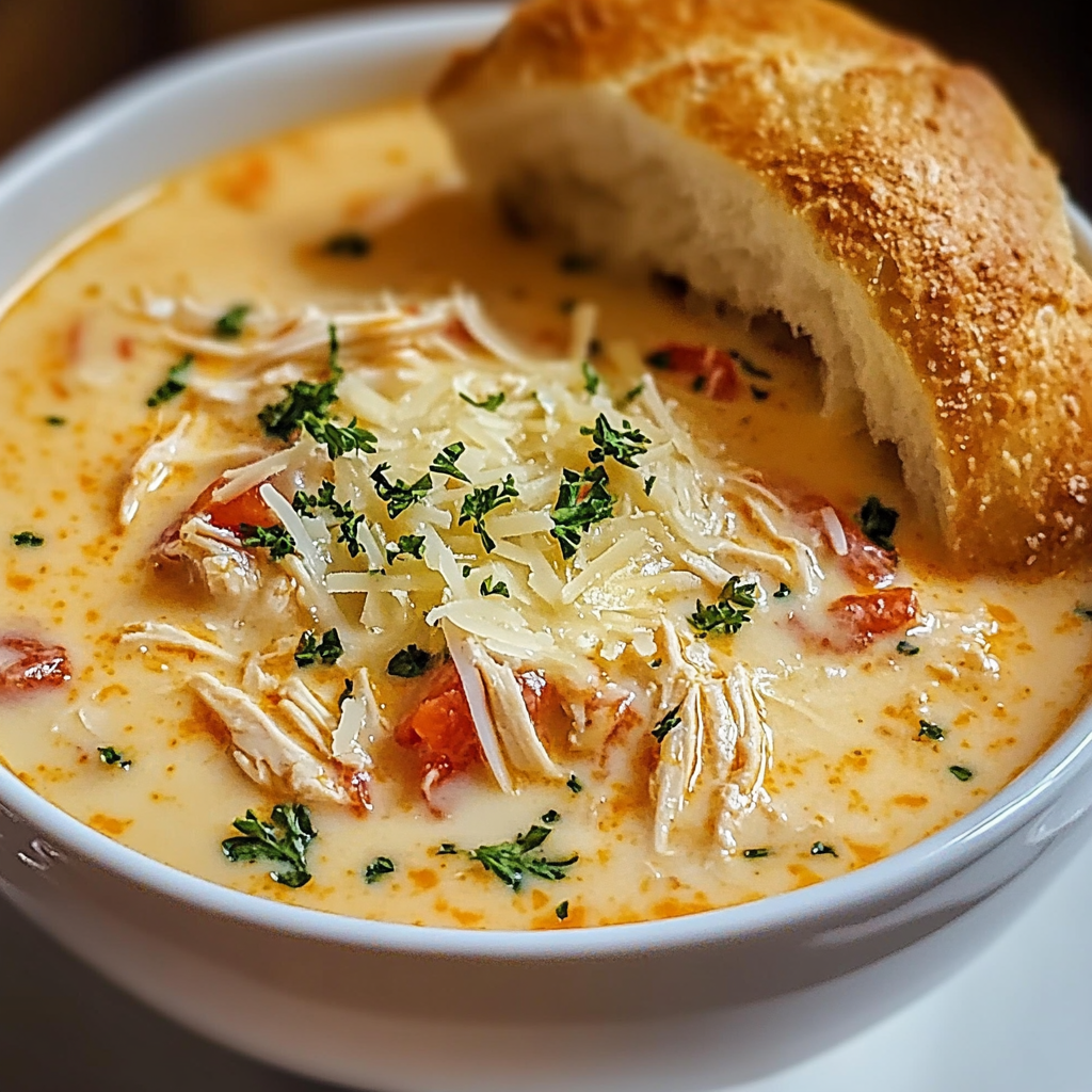 Crock Pot Creamy Chicken Parmesan Soup