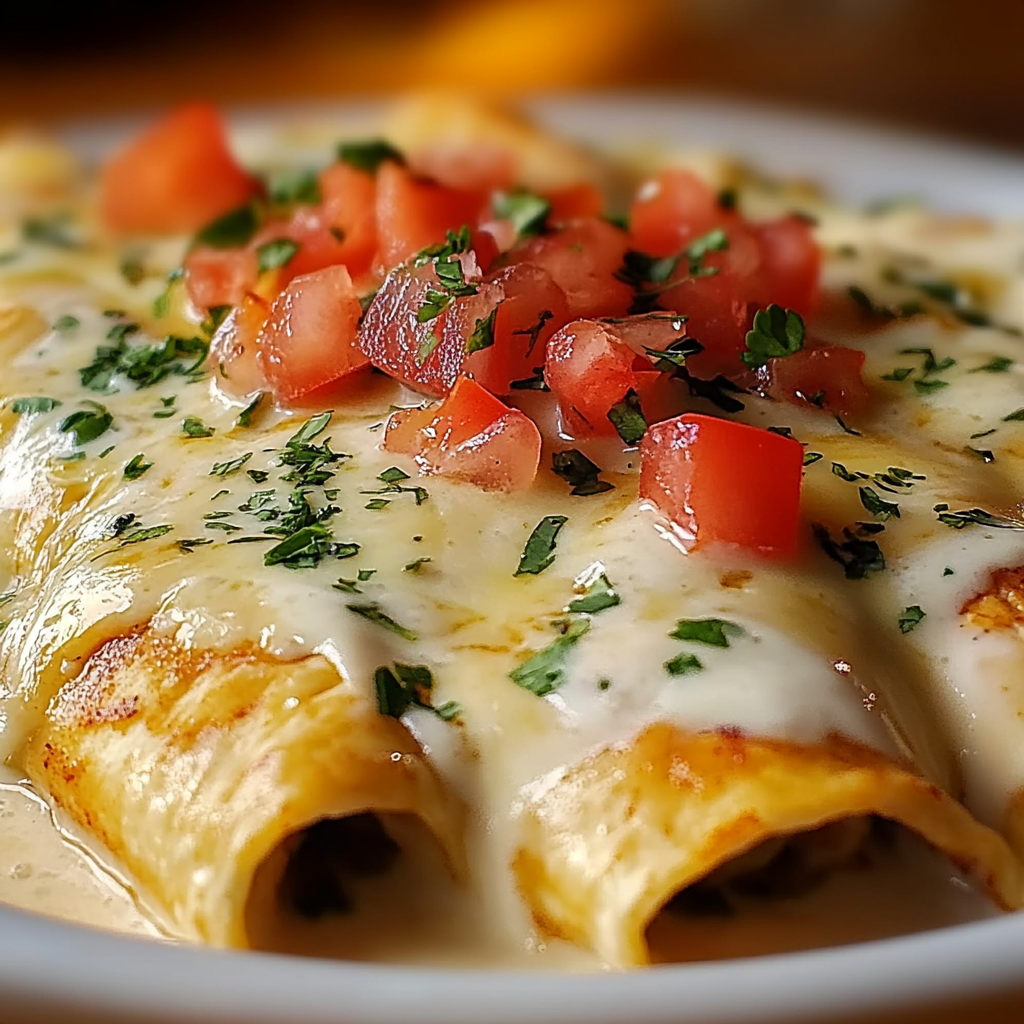 Chicken Enchiladas with Sour Cream White Sauce