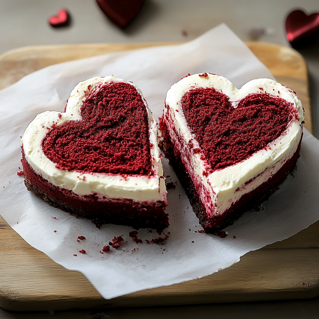 Heart-Shaped Red Velvet Cheesecake