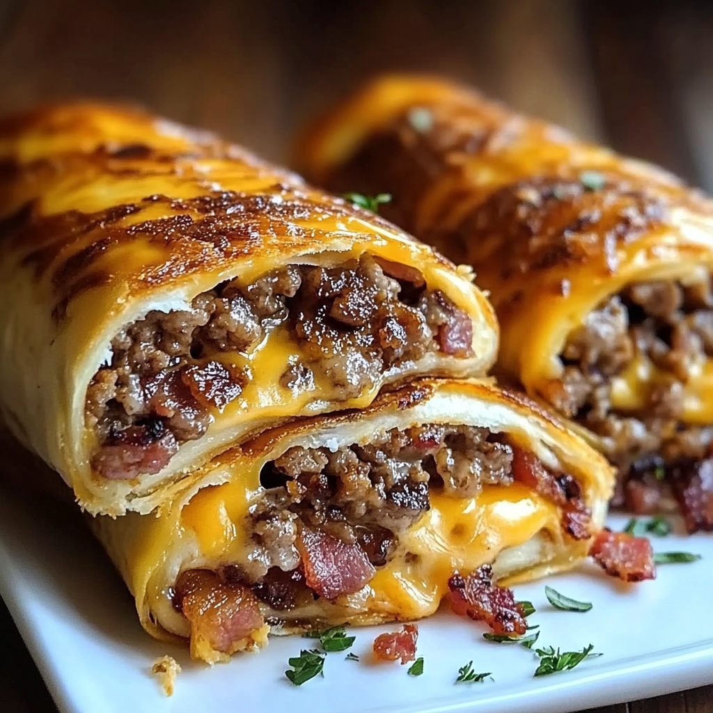 Garlic Butter Bacon Cheeseburger Rollups