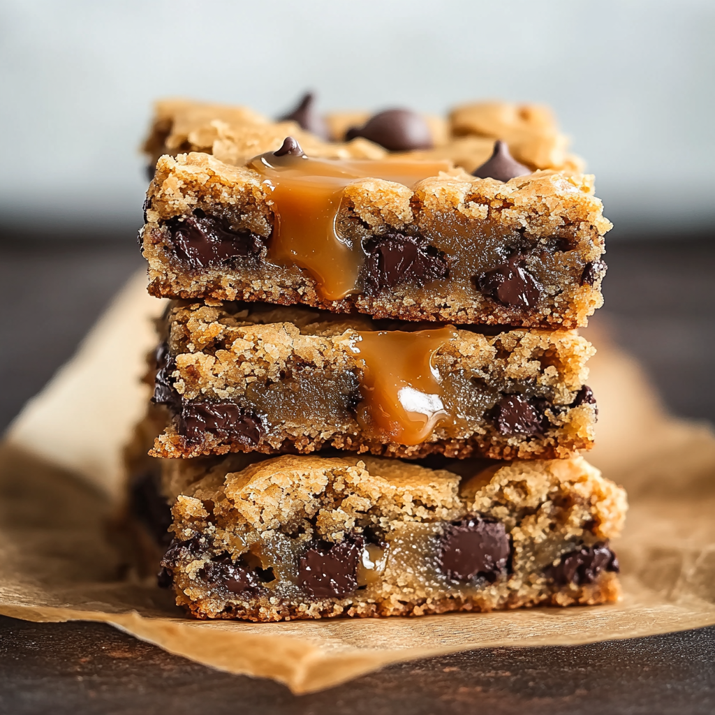Salted Caramel Chocolate Chip Cookie Bars