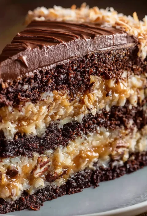 Best German Chocolate Cake Recipe With Coconut Pecan Frosting Homemade German Chocolate Cake Coconut Pecan Frosting Easy G...