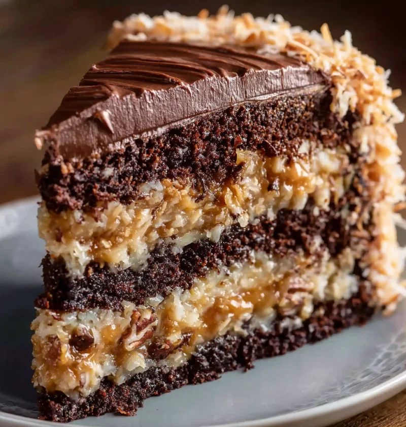 Best German Chocolate Cake Recipe With Coconut Pecan Frosting Homemade German Chocolate Cake Coconut Pecan Frosting Easy G...