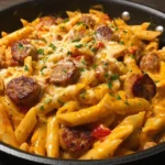 One-Skillet Sticky Sweet Garlic Chicken Pasta