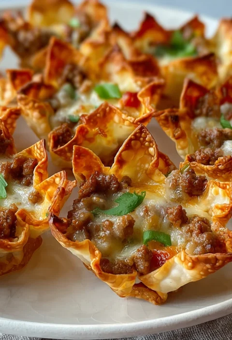 Cheesy Sausage Wonton Cups Recipe Easy Cheesy Sausage Wonton Appetizers How To Make Sausage Wonton Cups Best Cheese For Wo...