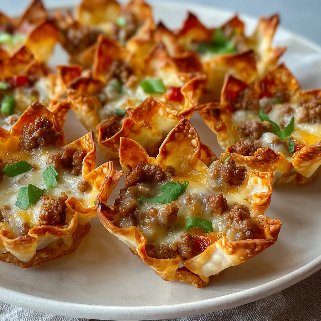Cheesy Sausage Wonton Cups