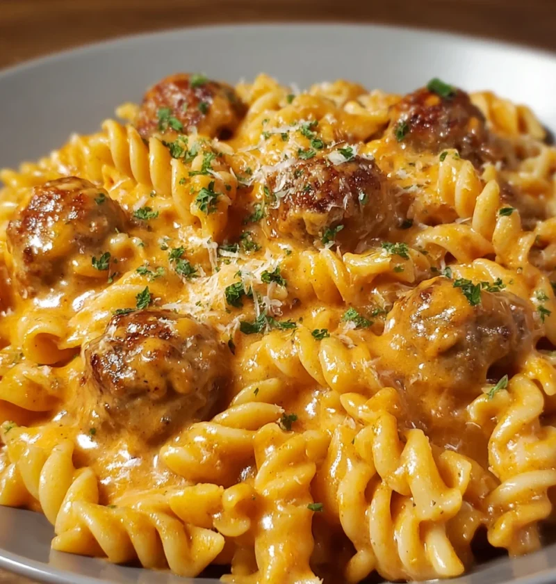 Creamy Cheddar Bbq Ranch Meatball Pasta