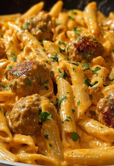Creamy Smoky Cajun Ranch Meatball Penne