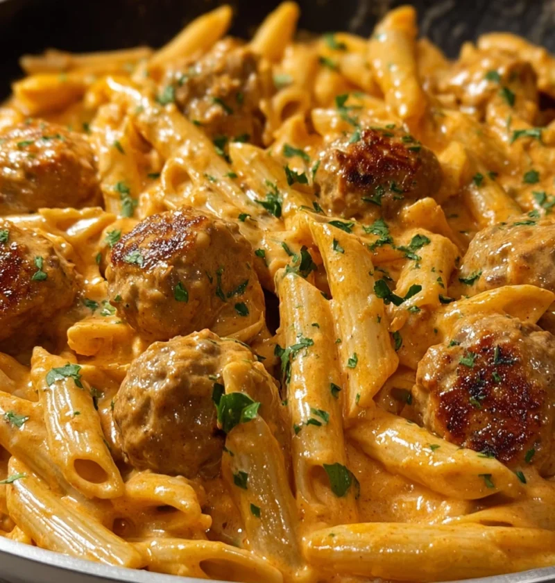 Creamy Smoky Cajun Ranch Meatball Penne