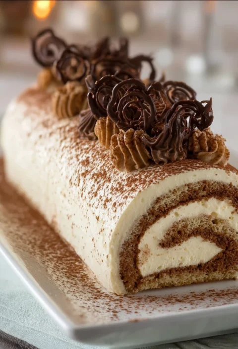 Easy Gourmet Tiramisu Yule Log Cake Recipe Best Tiramisu Yule Log Cake For Christmas How To Make Tiramisu Yule Log Cake At...