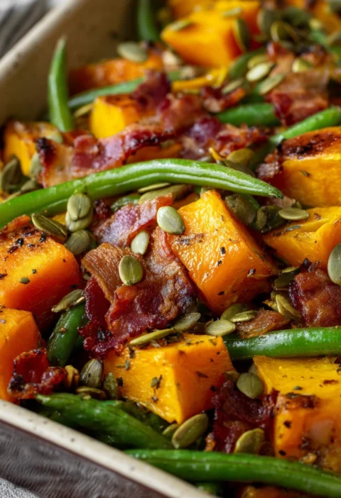 Roasted Green Beans Butternut Squash Pumpkin Seeds