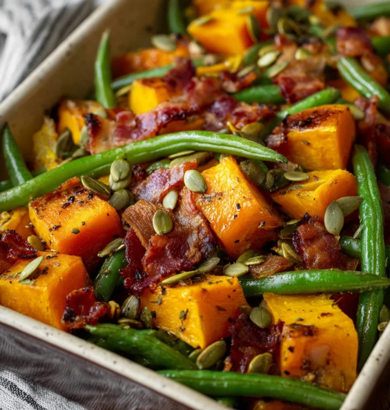 Roasted Green Beans Butternut Squash Pumpkin Seeds