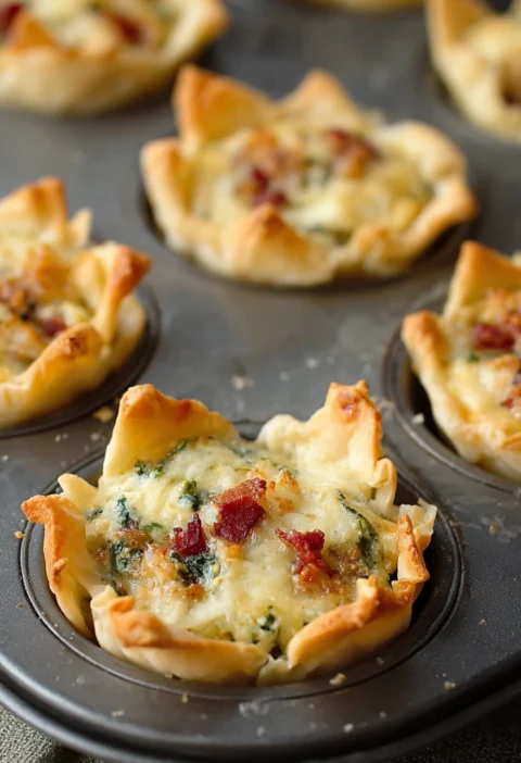 Spinach Artichoke Wonton Cups Recipe