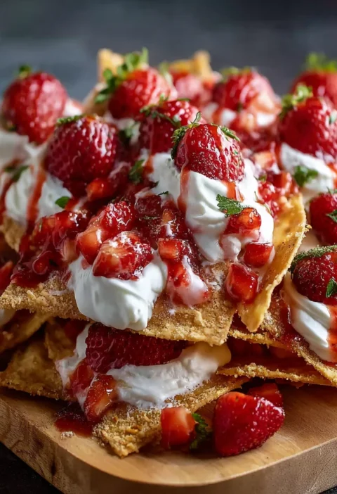 Strawberry Cheesecake Nachos Recipe Best Strawberry Cheesecake Nachos Homemade Strawberry Cheesecake Nachos Gluten-free St...