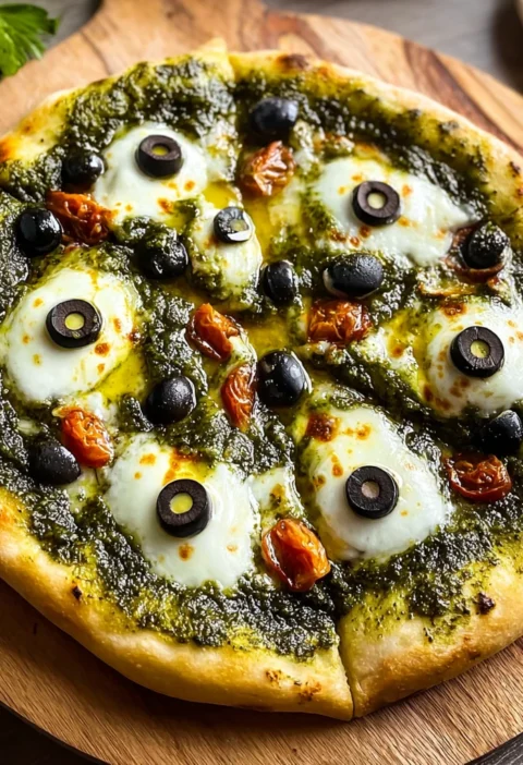 Witch's Brew Pesto Pizza Recipe Ultimate Witch’s Brew Pizza Homemade Witch’s Brew Pesto Pizza How To Make Witch’s Br...