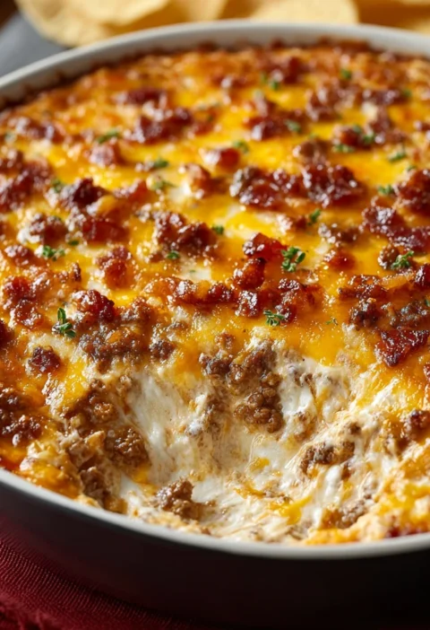 Cheesy Sausage Bacon Dip Recipe Best Baked Sausage And Bacon Dip How To Make Cheesy Bacon Sausage Dip Crowd-pleasing Chees...