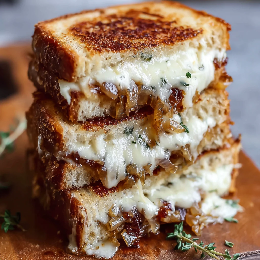 French Onion Grilled Cheese with Turkey Bacon: A Cozy Delight