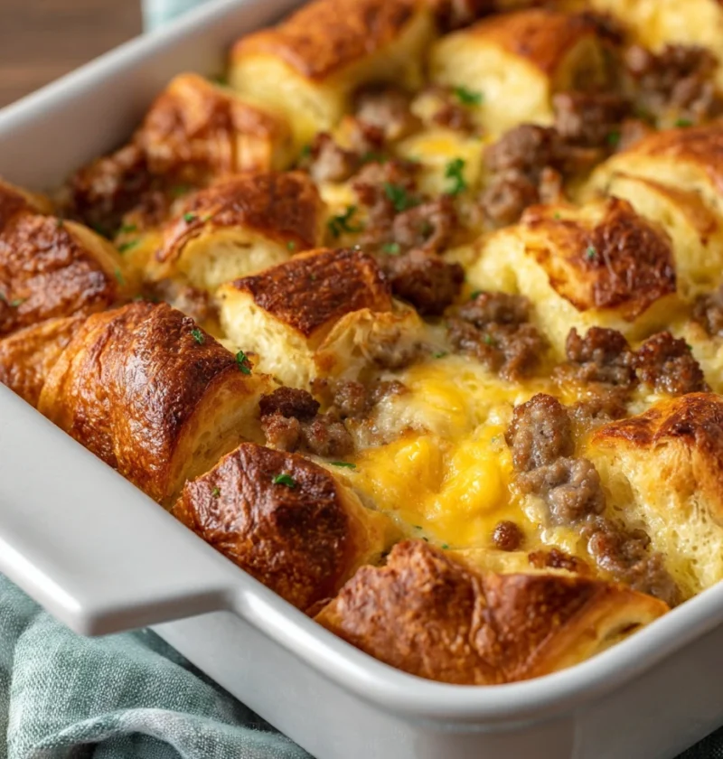 Overnight Croissant Breakfast Casserole Ideas Easy Croissant Breakfast Bake Recipe Best Cheese Croissant Casserole Recipes...