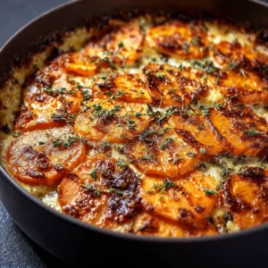Creamy Sweet Potato and Bacon Bake with Coconut Milk and Herbs