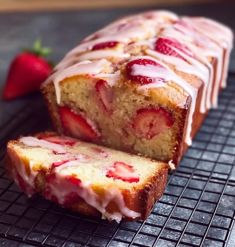 Strawberry Glazed Pound Cake Loaf