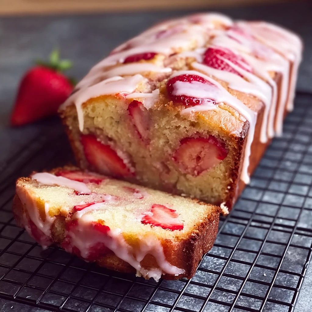 strawberry glazed  pound cake loaf
